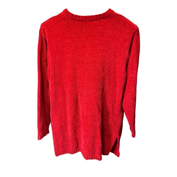 Express Tricot Red V Neck Long Tunic Sweater Sz M - Picture 2 of 9